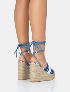 Take Off Navy Embroidered Santorini Lace Up Raffia Square Toe Wedge Heels -Chic Step Shop 771A2606 scaled