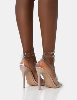 Jojo Nude Patent Cut Out Perspex Strap Square Toe Stiletto Heels -Chic Step Shop 771A2649 scaled