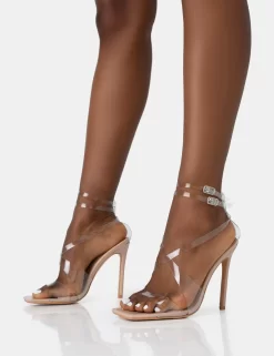 Jojo Nude Patent Cut Out Perspex Strap Square Toe Stiletto Heels -Chic Step Shop 771A2650 scaled