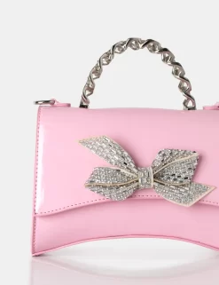 The Bow Baby Pink Patent Chain Handle Diamante Grab Bag -Chic Step Shop 771A2904 scaled