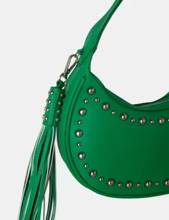 The Cato Green Pu Studded Tassel Boho Shoulder Bag -Chic Step Shop 771A2922 scaled