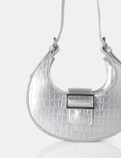 The Sicily Silver Croc Buckle Feature Hobo Shoulder Bag -Chic Step Shop 771A2938 scaled
