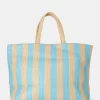 The Nikki Blue Stripe Canvas Top Handle Tote Bag