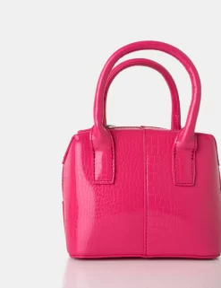 The Bode Bright Pink Croc Square Top Handle Mini Bag 5 The Bode Bright Pink Croc Square Top Handle Mini Bag -Chic Step Shop 771A3036 scaled