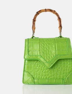 Jessica Apple Green Bamboo Top Handle Croc Mini Bag -Chic Step Shop 771A3045 scaled