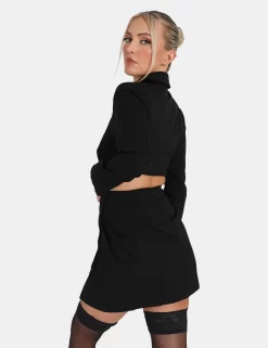 Cut Out Chain Waist Blazer Dress Black -Chic Step Shop 771A31691