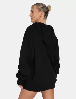 Oversized Zip Through Hoodie Black -Chic Step Shop 771A33721