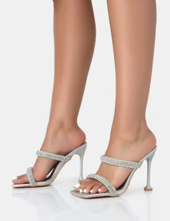 Regina Silver Sparkly Diamante Stiletto Square Toe High Heels 6 Regina Silver Sparkly Diamante Stiletto Square Toe High Heels -Chic Step Shop 771A3393 scaled