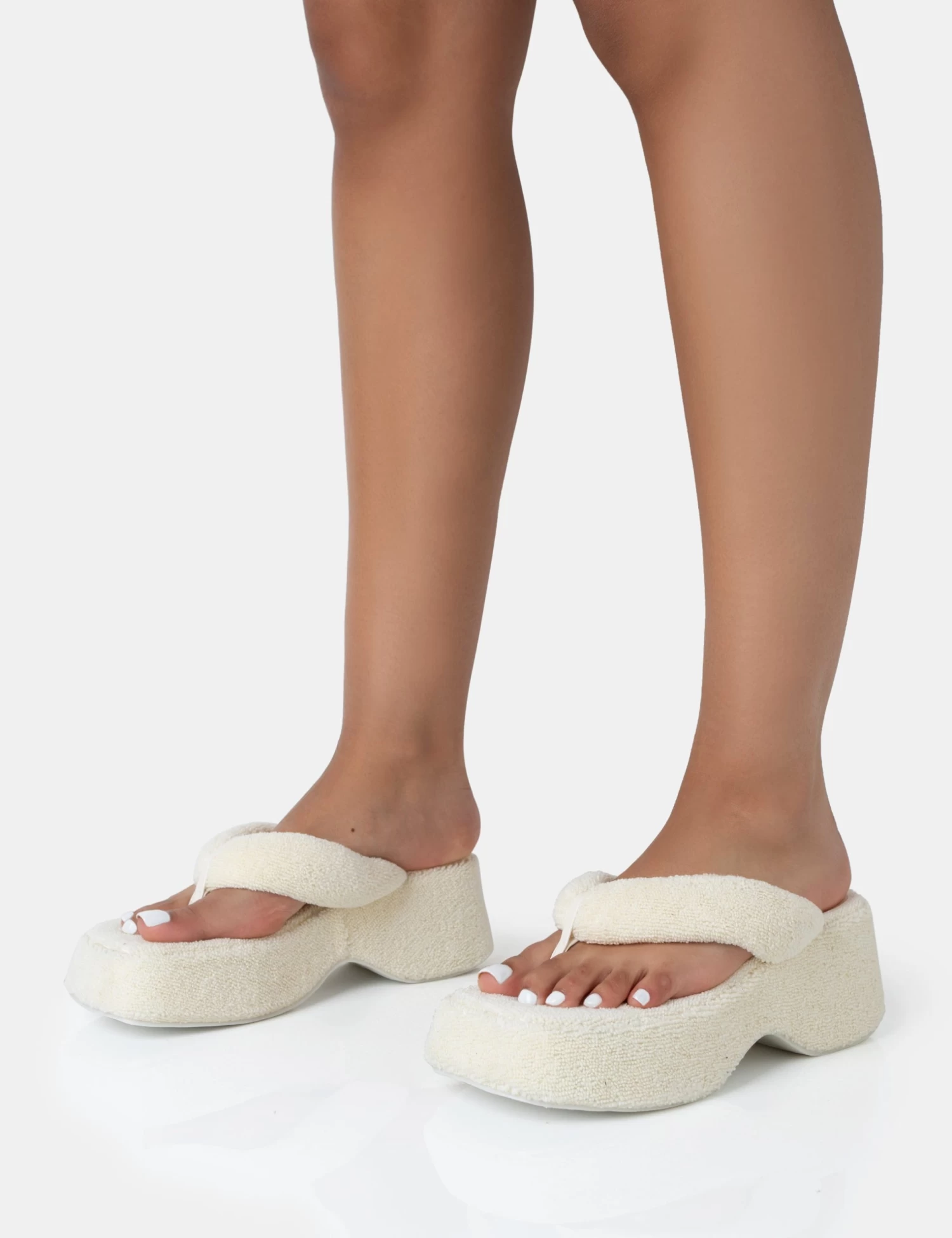 Havana Ecru Towelling Flip Flop Chunky Platform Sandals 3 Havana Ecru Towelling Flip Flop Chunky Platform Sandals - Image 3