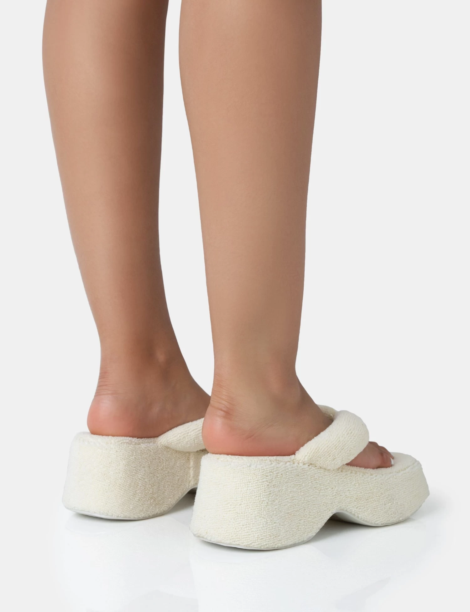 Havana Ecru Towelling Flip Flop Chunky Platform Sandals 4 Havana Ecru Towelling Flip Flop Chunky Platform Sandals - Image 4