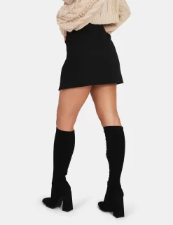 Split Front Mini Skirt Black -Chic Step Shop 771A34611