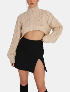 Split Front Mini Skirt Black -Chic Step Shop 771A34761