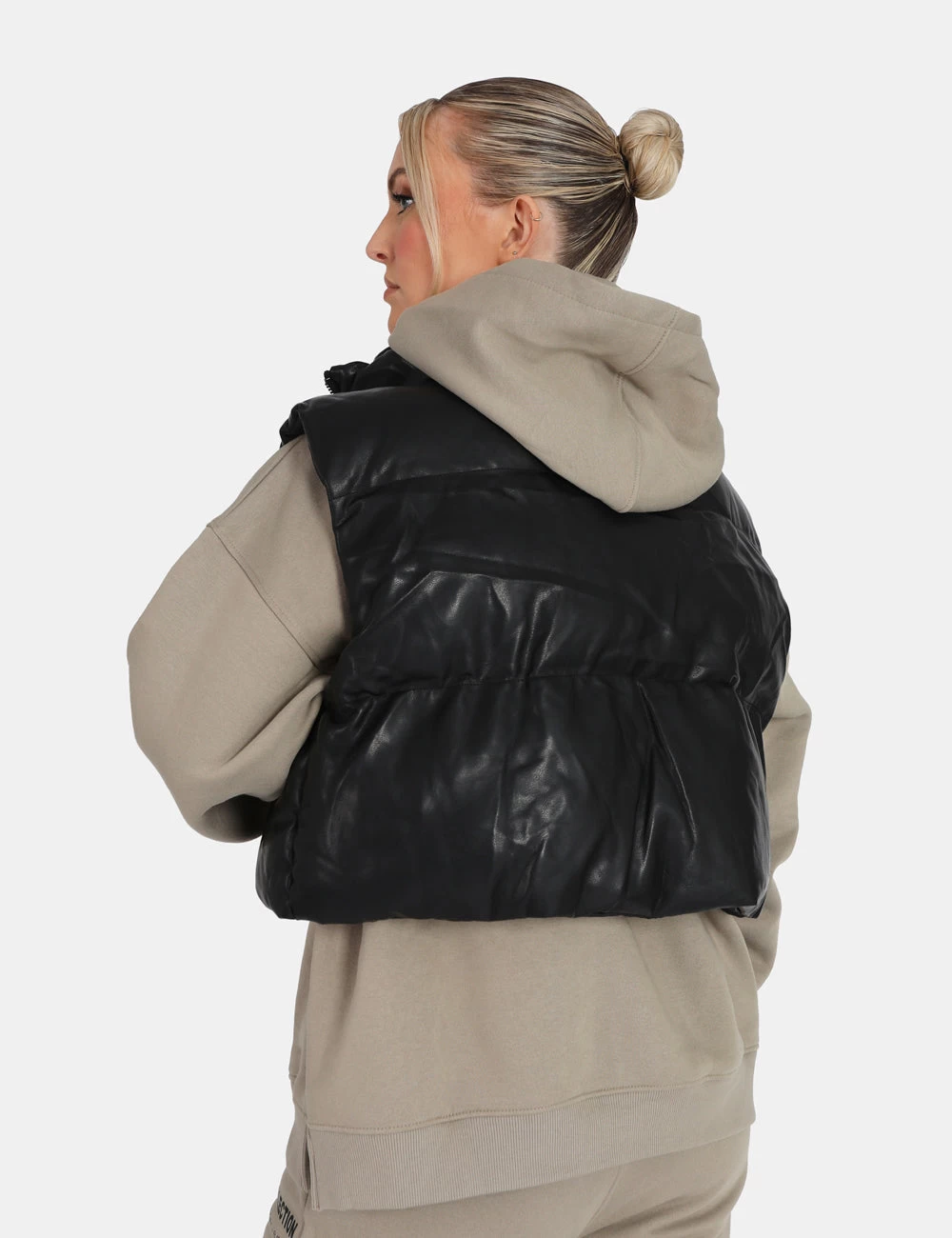 Pu Cropped Gilet Black 10 Pu Cropped Gilet Black - Image 10