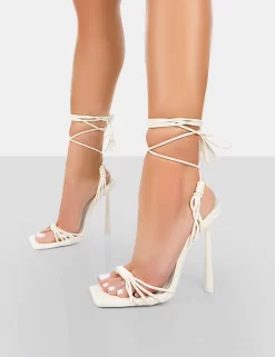 Twistin Ecru Pu Square Toe Strappy Lace Up Stiletto Heels 7 Twistin Ecru Pu Square Toe Strappy Lace Up Stiletto Heels -Chic Step Shop 771A4107