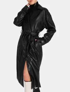 Longline Pu Belted Black Trench 10 Longline Pu Belted Black Trench -Chic Step Shop 771A44431