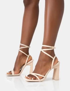 Ives Stone Pu Strappy Lace Up Square Toe Slim Block Heels -Chic Step Shop 771A4516 scaled