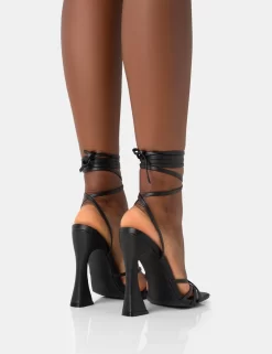 Wiley Black Pu Strappy Lace Up Square Toe Sculptural Block Heels 7 Wiley Black Pu Strappy Lace Up Square Toe Sculptural Block Heels -Chic Step Shop 771A4529 scaled