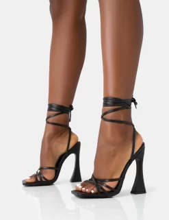 Wiley Black Pu Strappy Lace Up Square Toe Sculptural Block Heels 6 Wiley Black Pu Strappy Lace Up Square Toe Sculptural Block Heels -Chic Step Shop 771A4530 scaled