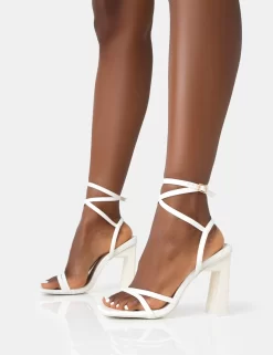 Ives White Pu Strappy Lace Up Square Toe Slim Block Heels 6 Ives White Pu Strappy Lace Up Square Toe Slim Block Heels -Chic Step Shop 771A4535 scaled