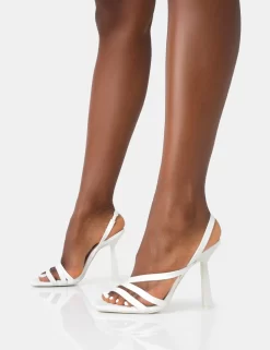 Roxie White Pu Asymmetric Strap Square Toe Stiletto Heels -Chic Step Shop 771A4554 scaled