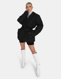 Belted Puffer Blazer Black -Chic Step Shop 771A45981