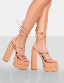 Glow Girl Nude PU Lace Up Platform High Heels 7 Glow Girl Nude PU Lace Up Platform High Heels -Chic Step Shop 771A4629copy