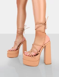 Glow Girl Nude PU Lace Up Platform High Heels 6 Glow Girl Nude PU Lace Up Platform High Heels -Chic Step Shop 771A4632