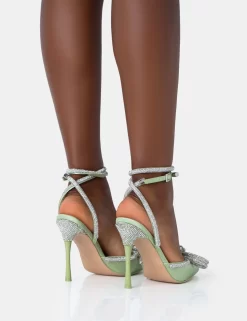 Midnight Sage Satin Wrap Around Diamante Bow Pointed Toe High Heels 7 Midnight Sage Satin Wrap Around Diamante Bow Pointed Toe High Heels -Chic Step Shop 771A4665 scaled