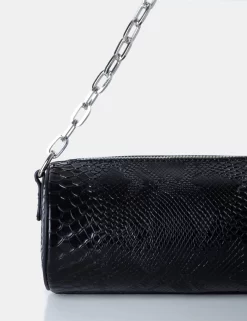 The Claudia Black Croc Shoulder Bag 7 The Claudia Black Croc Shoulder Bag -Chic Step Shop 771A4842 scaled