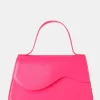 The Polly Bright Pink Croc Top Handle Mini Bag