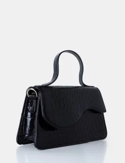 The Polly Black Croc Top Handle Mini Bag -Chic Step Shop 771A4851 scaled