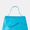 The Polly Blue Croc Top Handle Mini Bag