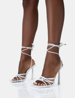 Glow Up White PU Knotted Strappy Lace Up Square Toe Stiletto Heels 6 Glow Up White PU Knotted Strappy Lace Up Square Toe Stiletto Heels -Chic Step Shop 771A4960 scaled