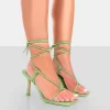 Harriet Green PU Square Toe Lace Up Heels
