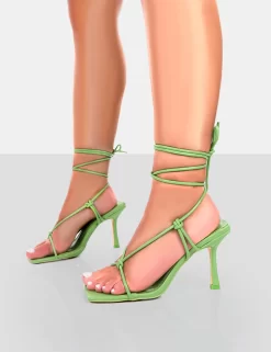 Harriet Green PU Square Toe Lace Up Heels -Chic Step Shop 771A4976