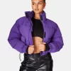 CROPPED POCKET DETAIL PUFFER PURPLE