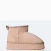 Theo Beige Faux Suede Ultra Mini Ankle Platform Boots