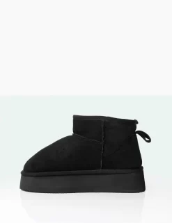 Theo Black Faux Suede Ultra Mini Ankle Platform Boots -Chic Step Shop 771A5182 846b0b6b def4 473b a954 f258a9282daa