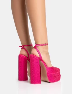 Moonchild Wide Fit Pink Sparkly Diamante Satin Closed Toe Statement Platform Block Heels 7 Moonchild Wide Fit Pink Sparkly Diamante Satin Closed Toe Statement Platform Block Heels -Chic Step Shop 771A5244 scaled