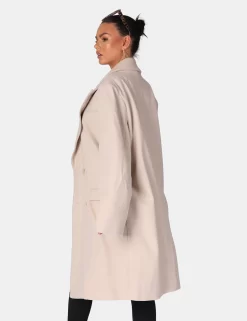 Longline Oversized Wool Coat Stone -Chic Step Shop 771A5246