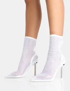 VIP White Diamante Holographic Detailed Mesh Pointed Toe Stiletto Sock Boot Heels 6 VIP White Diamante Holographic Detailed Mesh Pointed Toe Stiletto Sock Boot Heels -Chic Step Shop 771A5275 scaled