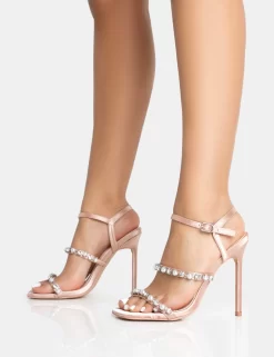 Evia Blush Pink Satin Pearl Barely There Square Toe Stiletto Heels -Chic Step Shop 771A5306 scaled