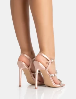 Evia Blush Pink Satin Pearl Barely There Square Toe Stiletto Heels -Chic Step Shop 771A5309 scaled