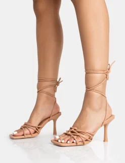 Keri Nude Pu Strappy Lace Up Mid Heels -Chic Step Shop 771A5396 scaled