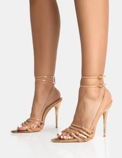 Majesty Nude Patent Buckles Wrap Around Pointed Toe Gold Stiletto Heel -Chic Step Shop 771A5416 scaled