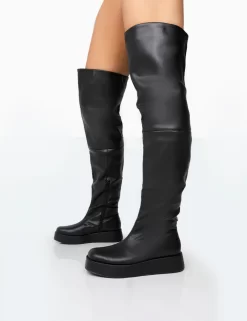 Erica Wide Fit Black Pu Chunky Platform Over The Knee Boots -Chic Step Shop 771A5442 95042358 dd4e 4176 af0c 036fe39437cf