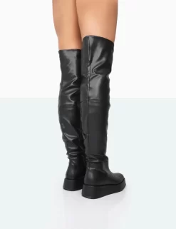 Erica Black Pu Chunky Platform Over The Knee Boots 6 Erica Black Pu Chunky Platform Over The Knee Boots -Chic Step Shop 771A5444