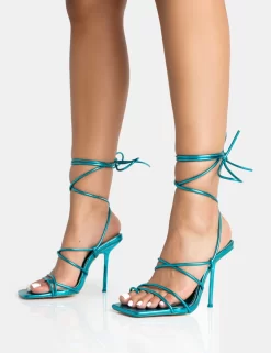 Holly Wide Fit Blue Metallic Strappy Tie Up Square Toe Stiletto Heels -Chic Step Shop 771A5444 ac4c3f4a 28de 40a1 b1c9 611d8f721a98 scaled
