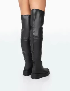 Erica Wide Fit Black Pu Chunky Platform Over The Knee Boots -Chic Step Shop 771A5444copy