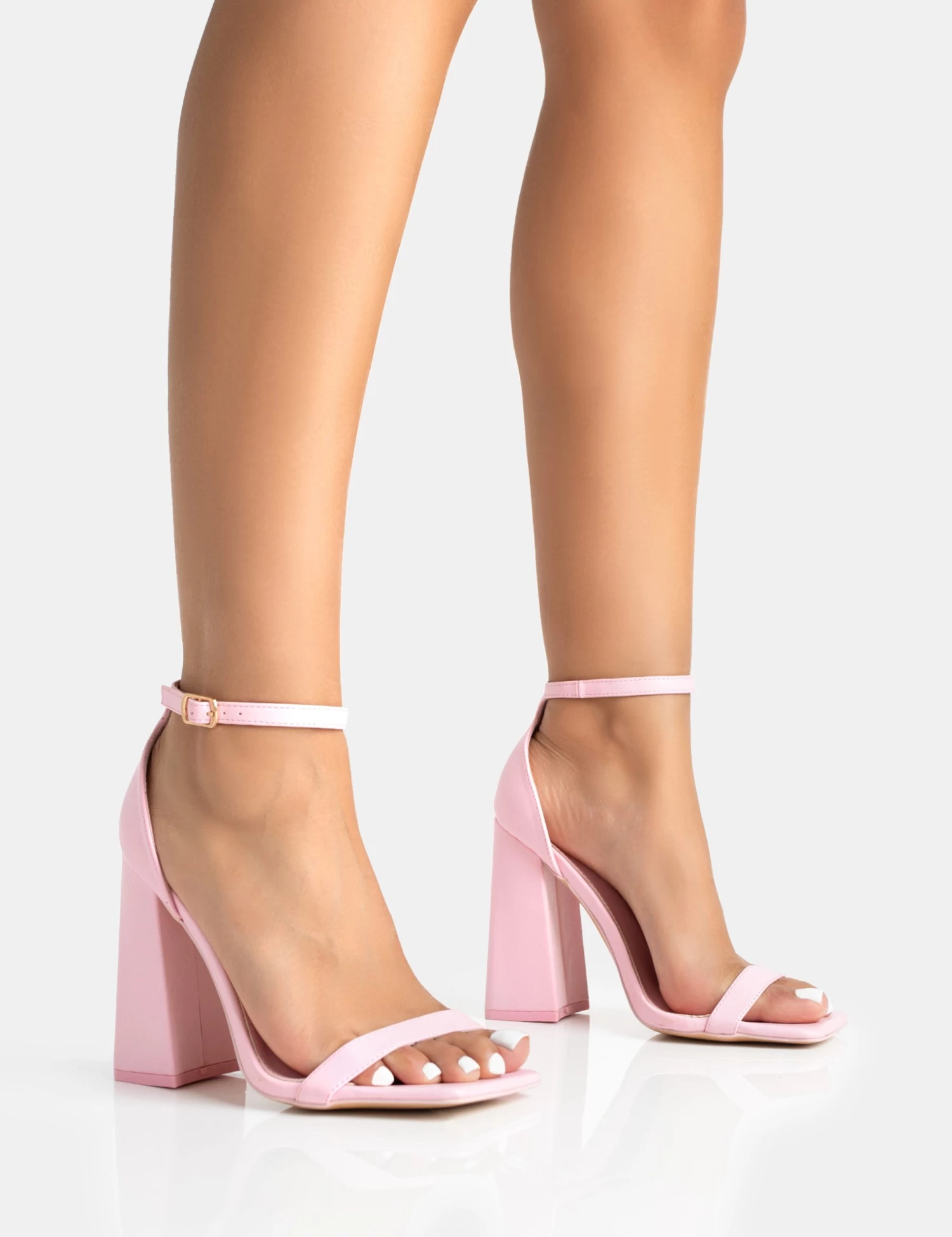Geri Wide Fit Baby Pink Barely There Square Toe Block Heels 1 Geri Wide Fit Baby Pink Barely There Square Toe Block Heels